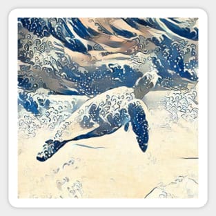 Cute turtle painting (sea turtle, ocean, sea and beach) Sticker